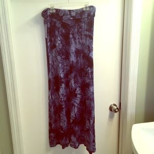 Blue Tye Dye Full Length Skirt